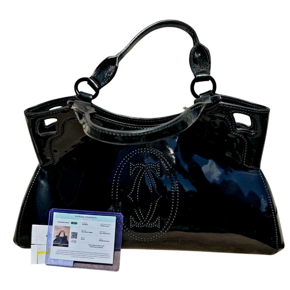 Marcello de Cartier Black Patent Leather Tote EUC w/COA - Picture 9 of 12